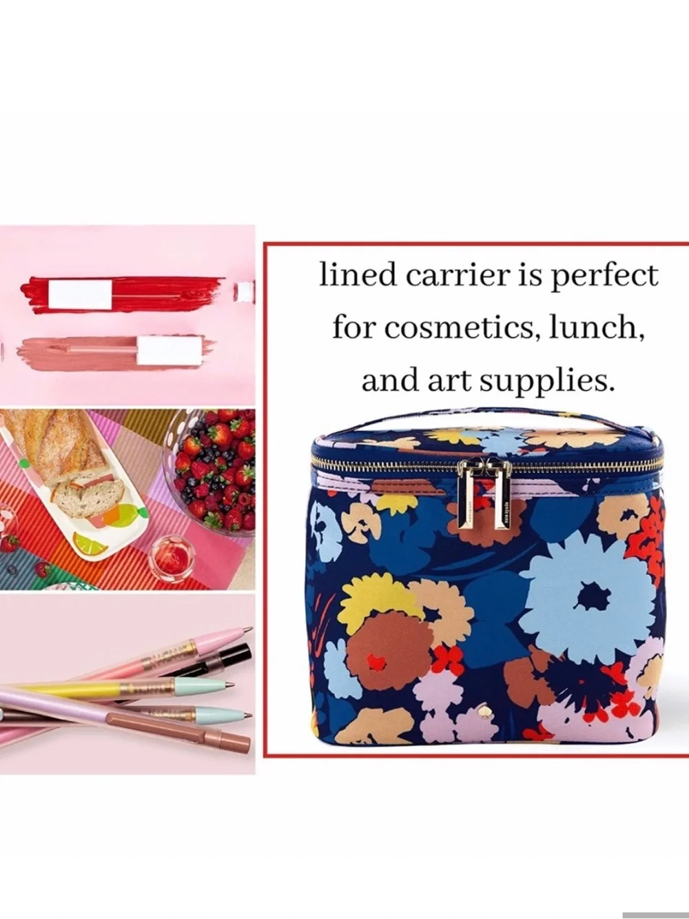 Kate Spade “Swing Flora” Insulated Soft Cooler Lunch Tote with Double Zipper